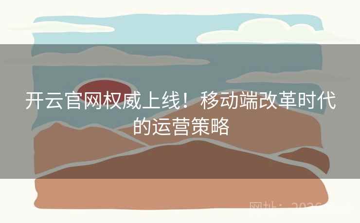 开云官网权威上线！移动端改革时代的运营策略